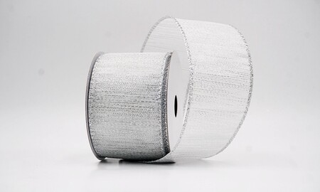 Wit gestreept metallic geweven lint met ijzerdraad_KW0473G-1